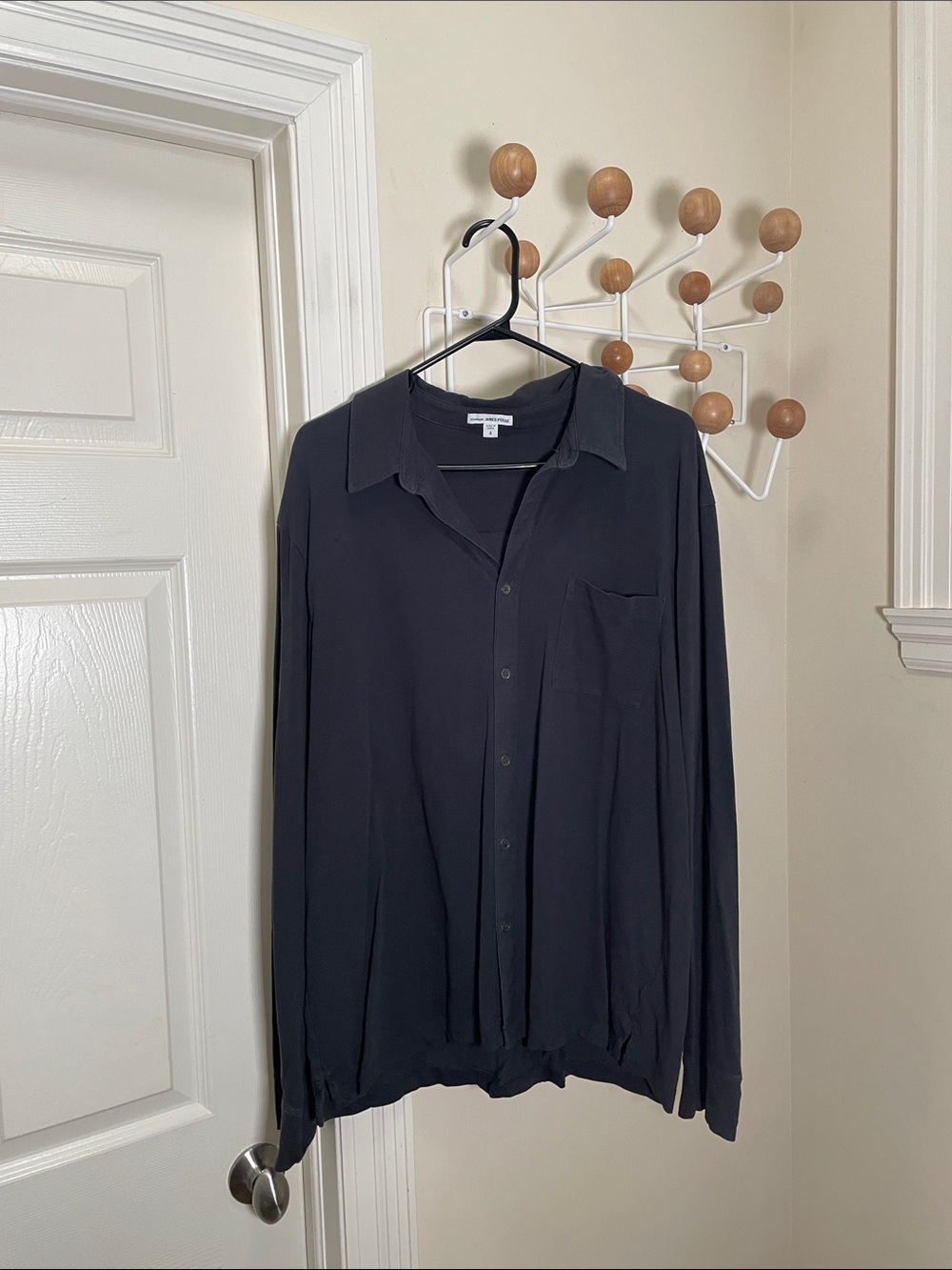 James Perse - Classic Baggy Casual Button Down - Charcoal Grey - 4